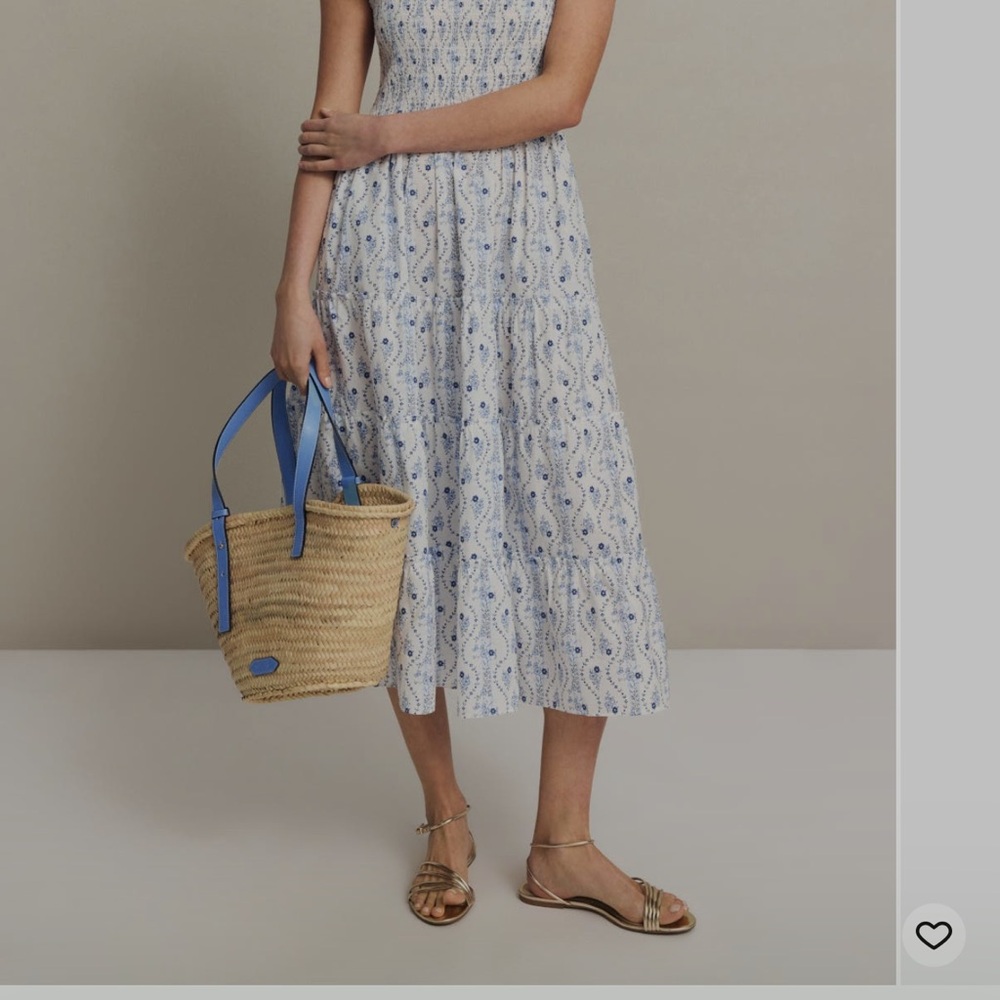 Hill House Home Ellie Nap Dress, Blue Vine Stripe XS